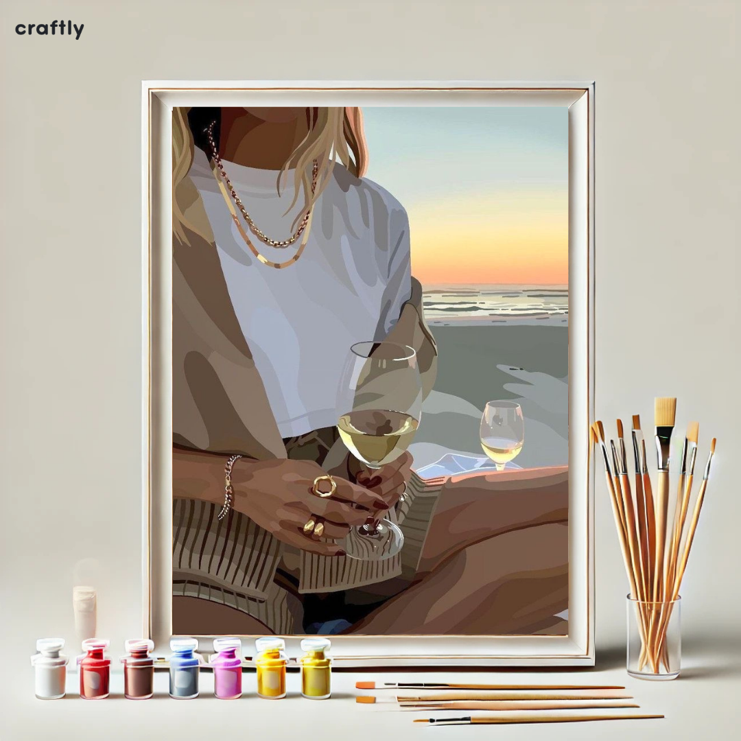 צביעה לפי מספרים - ציור רגע מושלם בחוף