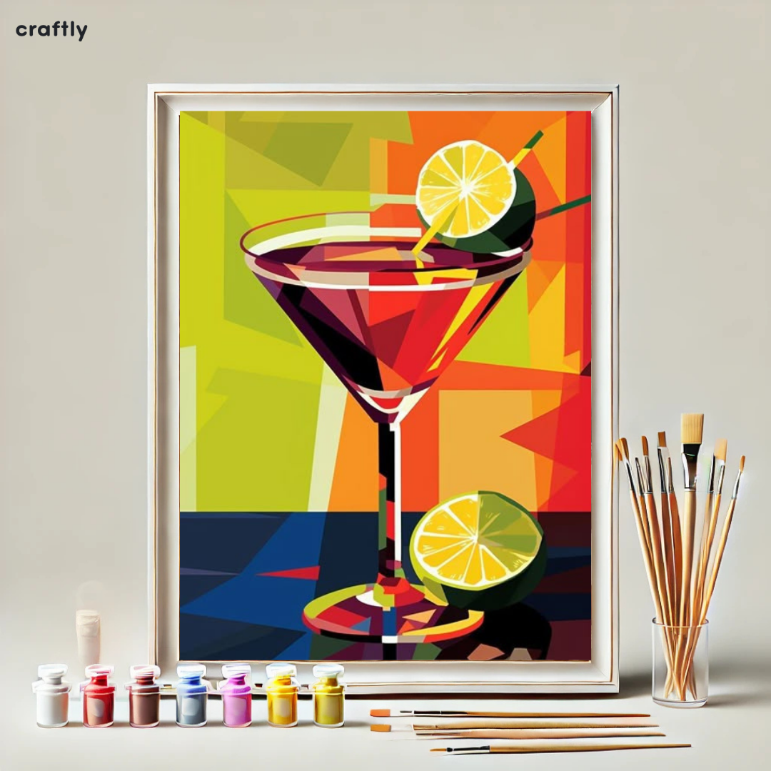 צביעה לפי מספרים - ציור של קוקטייל קייצי וצבעוני