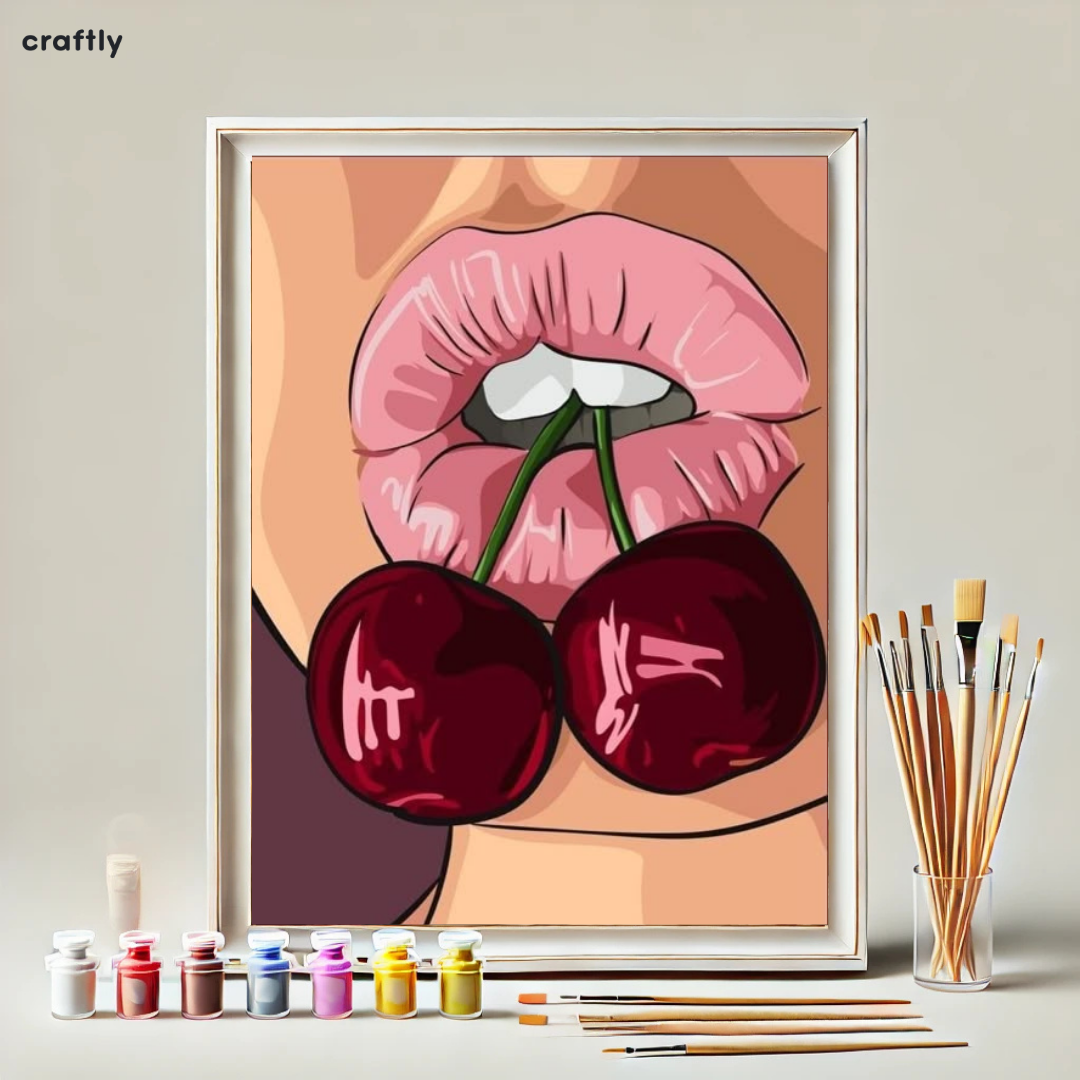 צביעה לפי מספרים - ציור של דובדבנים מתוקים