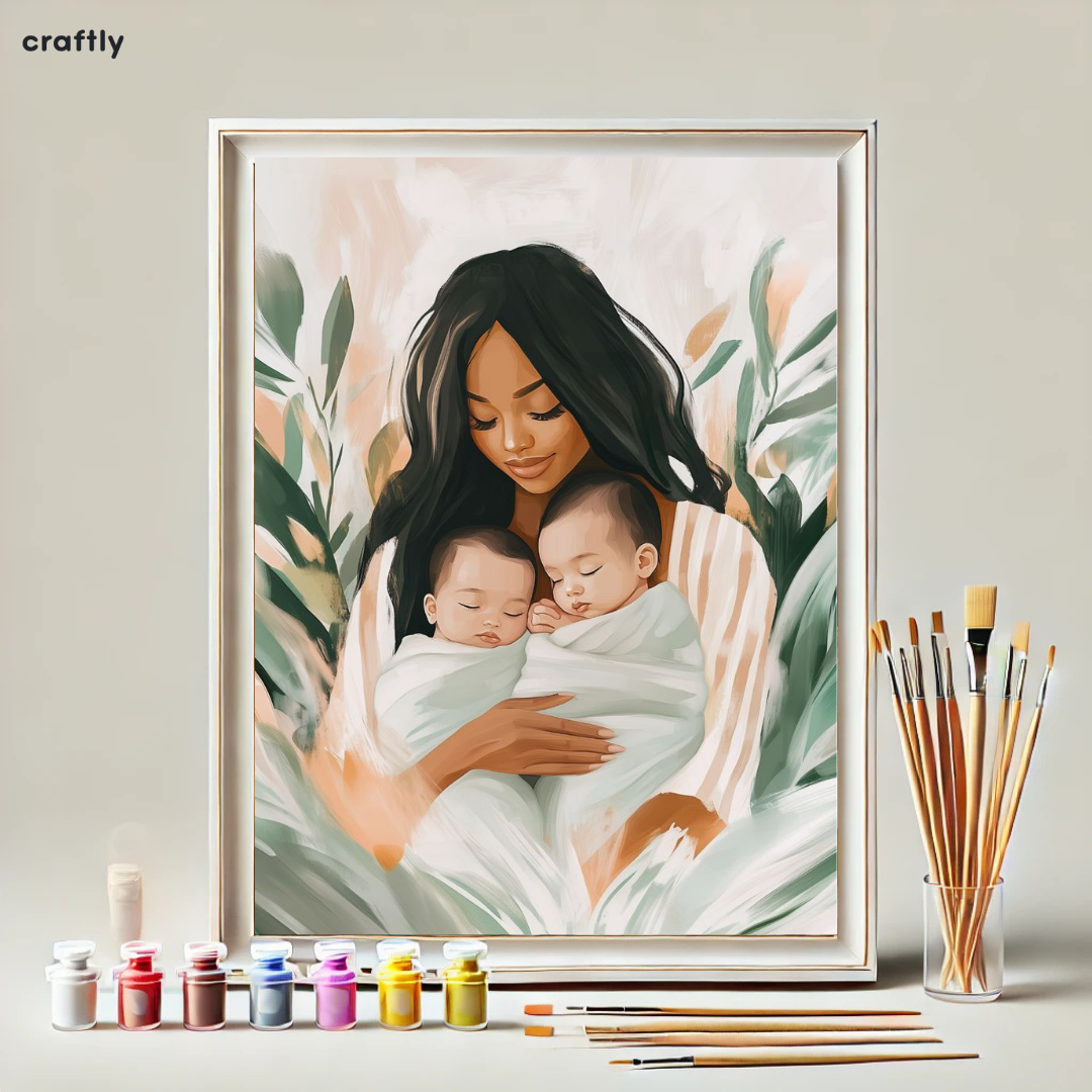 צביעה לפי מספרים - ציור של חיבוק אימהי מחמם לב
