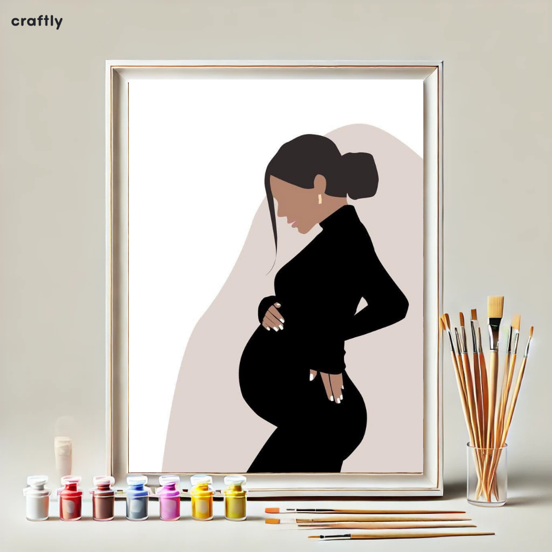 צביעה לפי מספרים - ציור של אישה הרה ברגע של שלווה