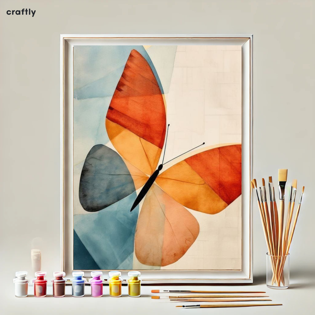 צביעה לפי מספרים - פרפר אומנותי בצבעי מים