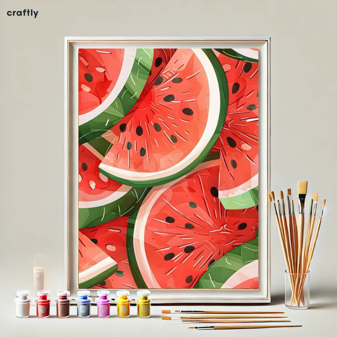 צביעה לפי מספרים - ציור אבטיחים קיציים