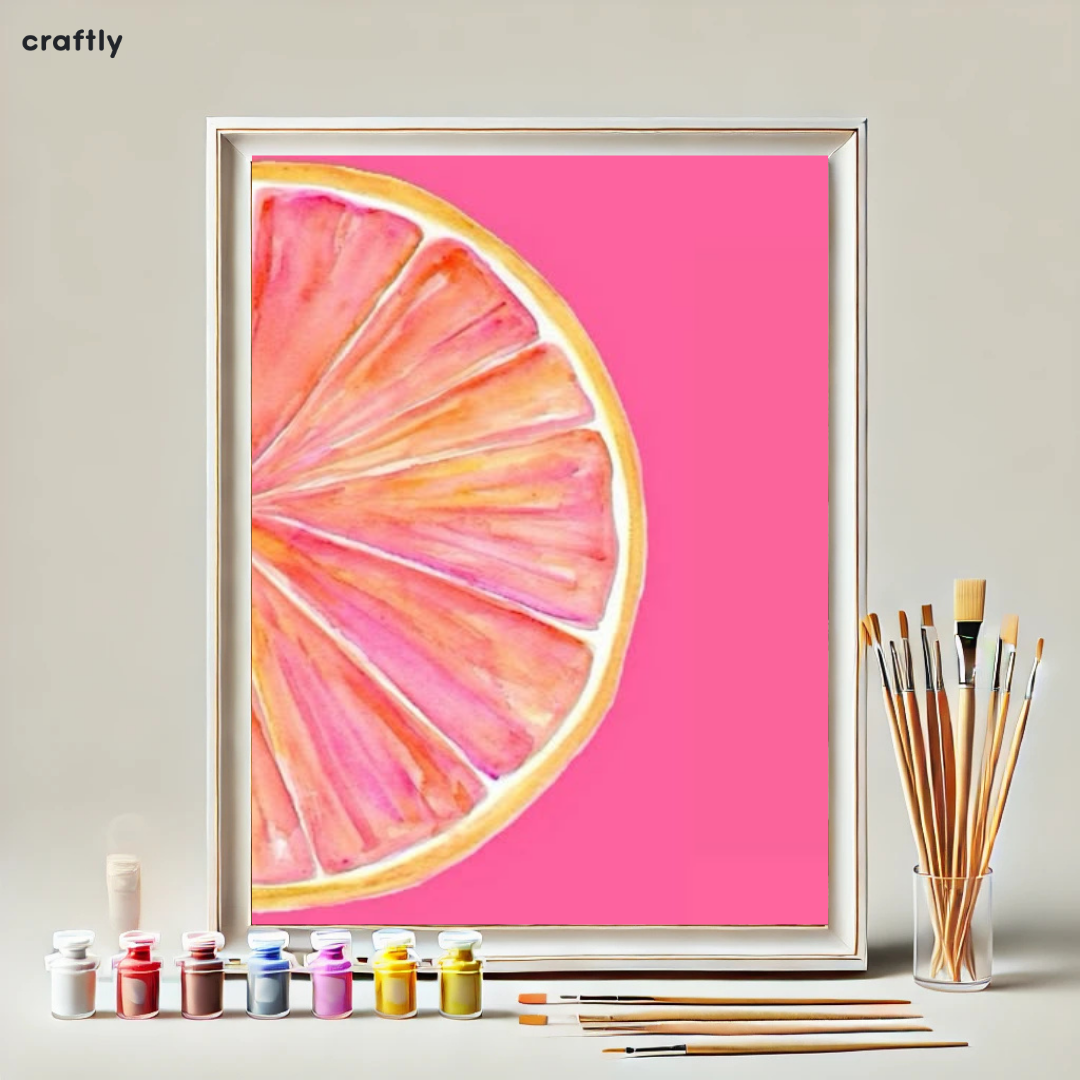 צביעה לפי מספרים - ציור פלח תפוז ורוד