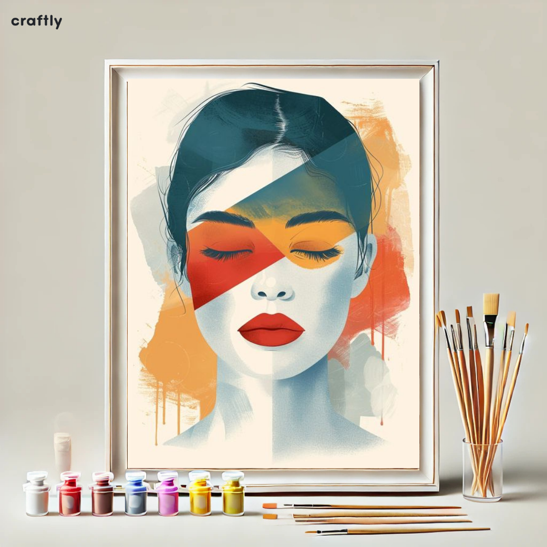 צביעה לפי מספרים - ציור פורטרט נשי אמנותי