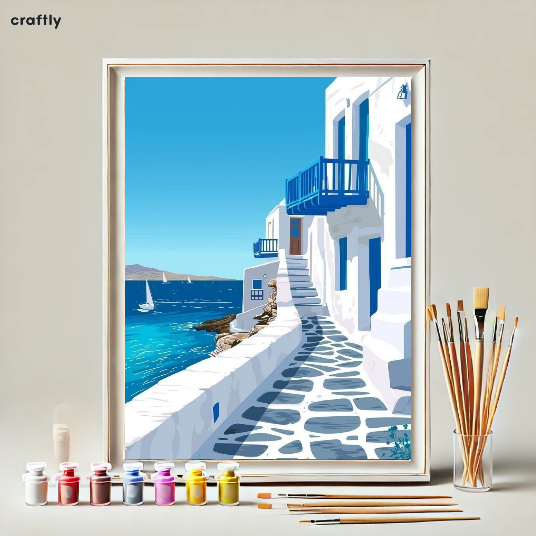 צביעה לפי מספרים - ציור סמטה יוונית קסומה