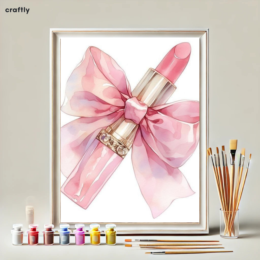 צביעה לפי מספרים - ציור של שפתון ורוד