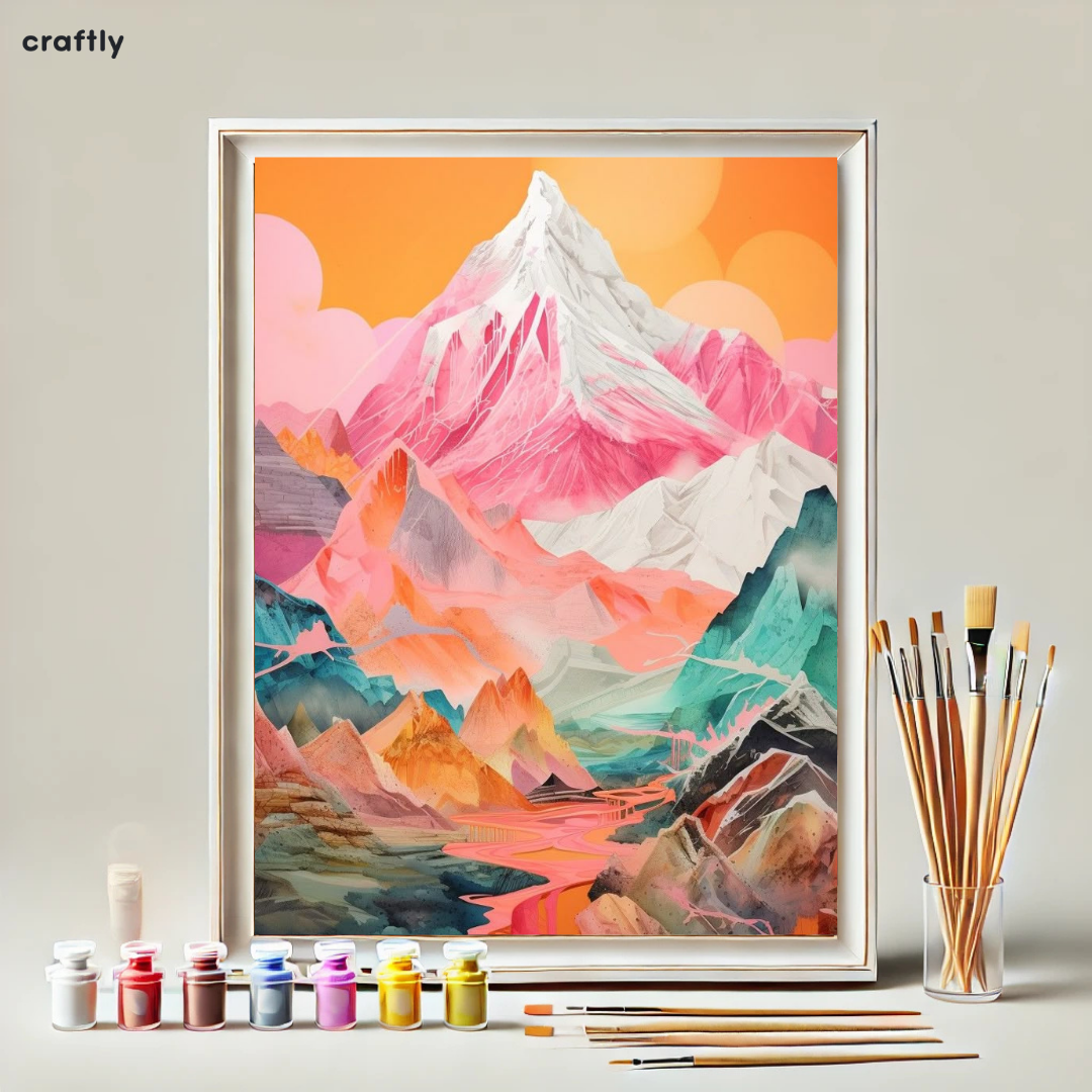 צביעה לפי מספרים - ציור של הרים וקרח