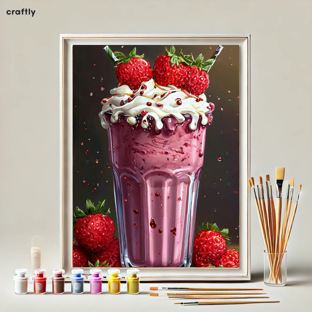 צביעה לפי מספרים - ציור של שייק תותים