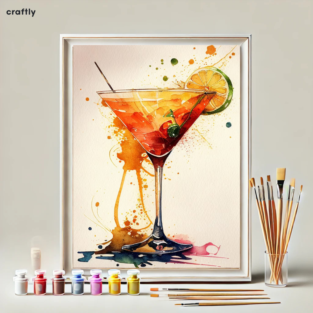 צביעה לפי מספרים - ציור קוקטייל מרטיני