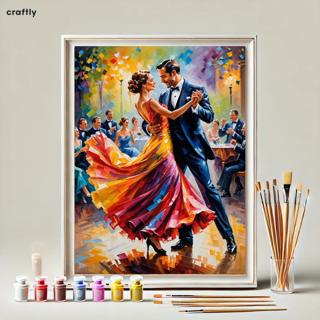 צביעה לפי מספרים - ציור ריקוד זוגי צבעוני