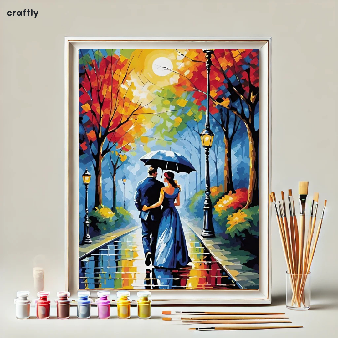 צביעה לפי מספרים - ציור זוג גשם