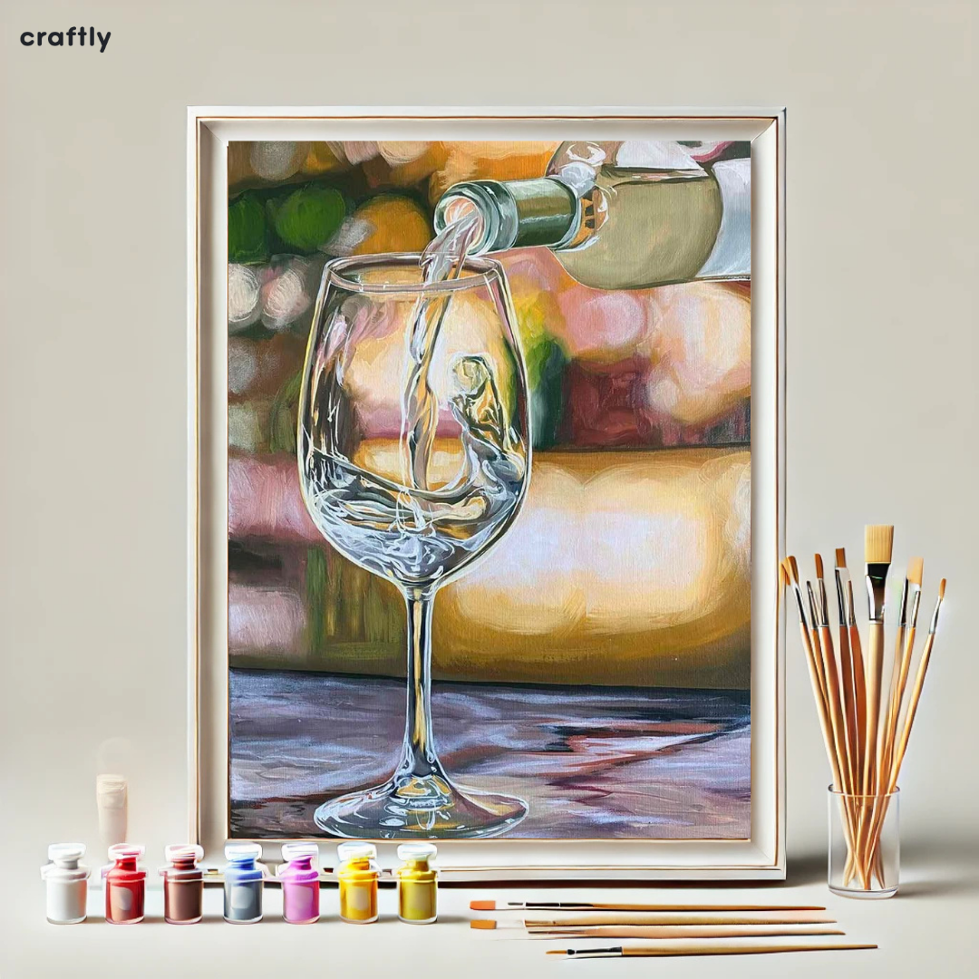 צביעה לפי מספרים - ציור כוס יין