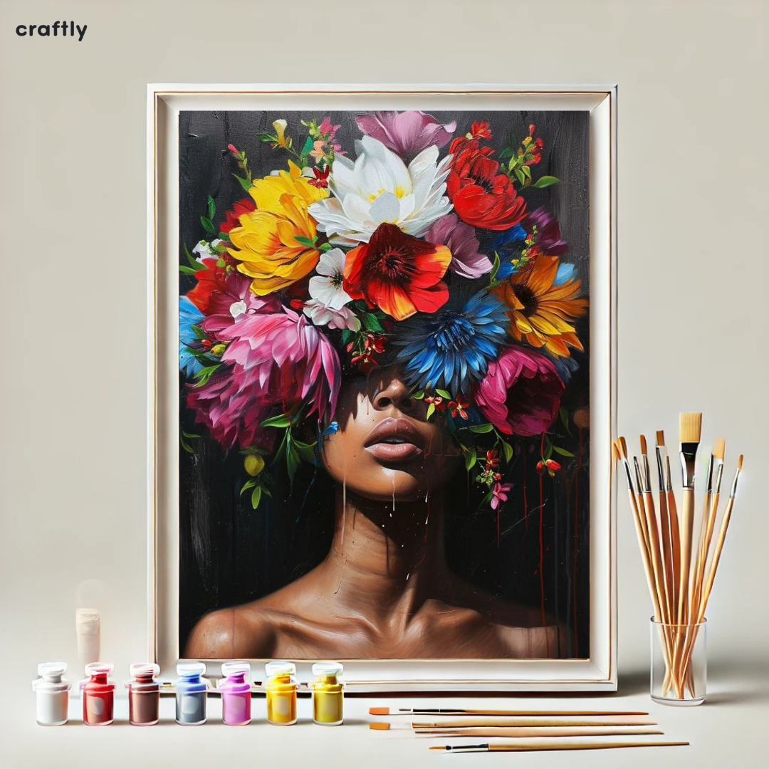 צביעה לפי מספרים - ציור פרחים על ראש