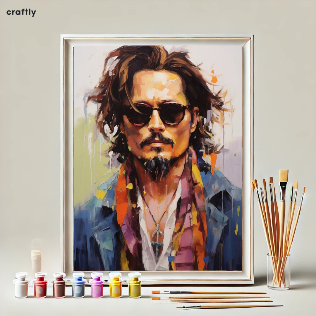 צביעה לפי מספרים - ציור גבר בשמשה שחורה