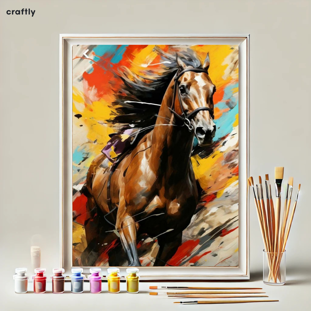 צביעה לפי מספרים - ציור סוס רץ