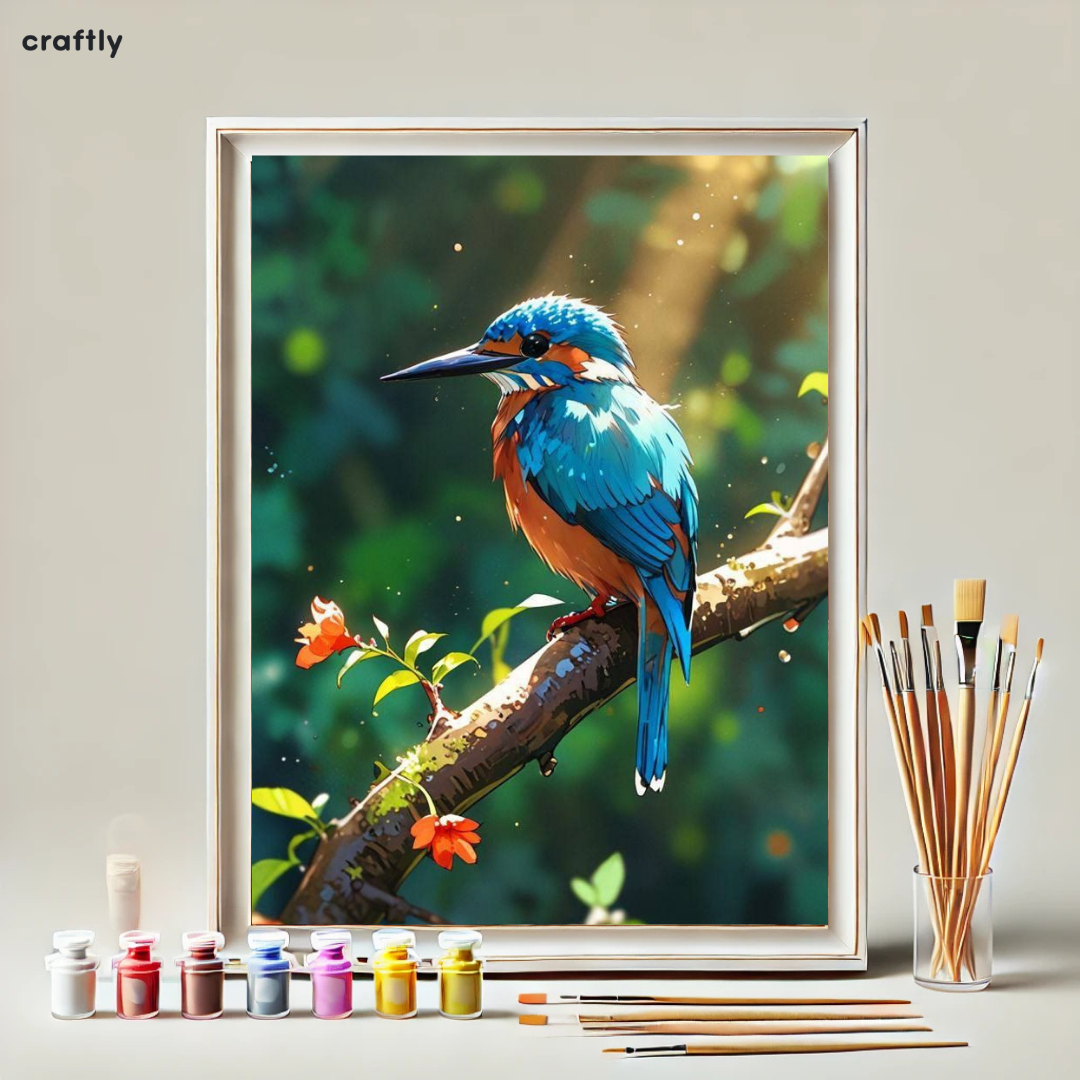 צביעה לפי מספרים - ציור ציפור חולמנית