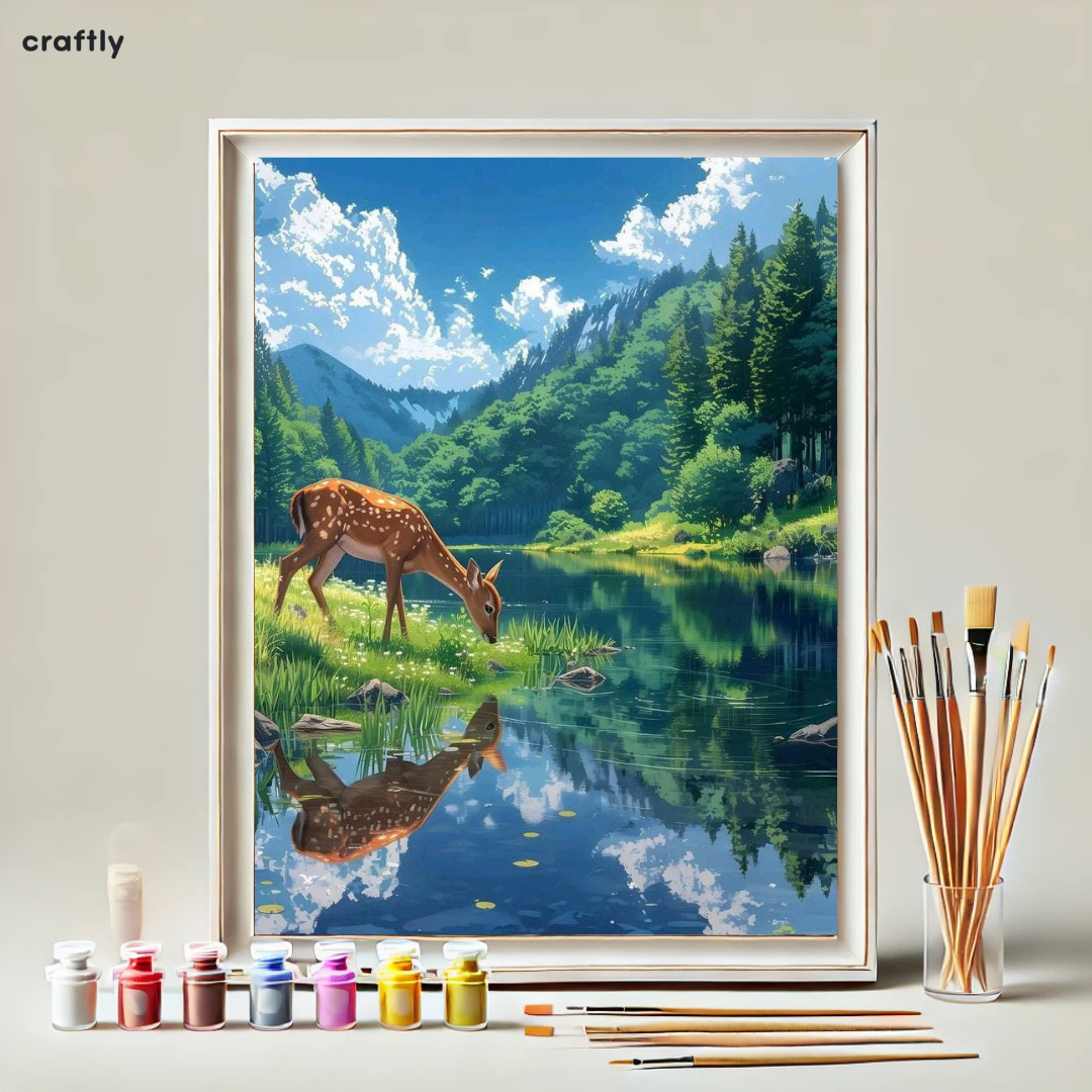 צביעה לפי מספרים - ציור אייל במראה טבעי