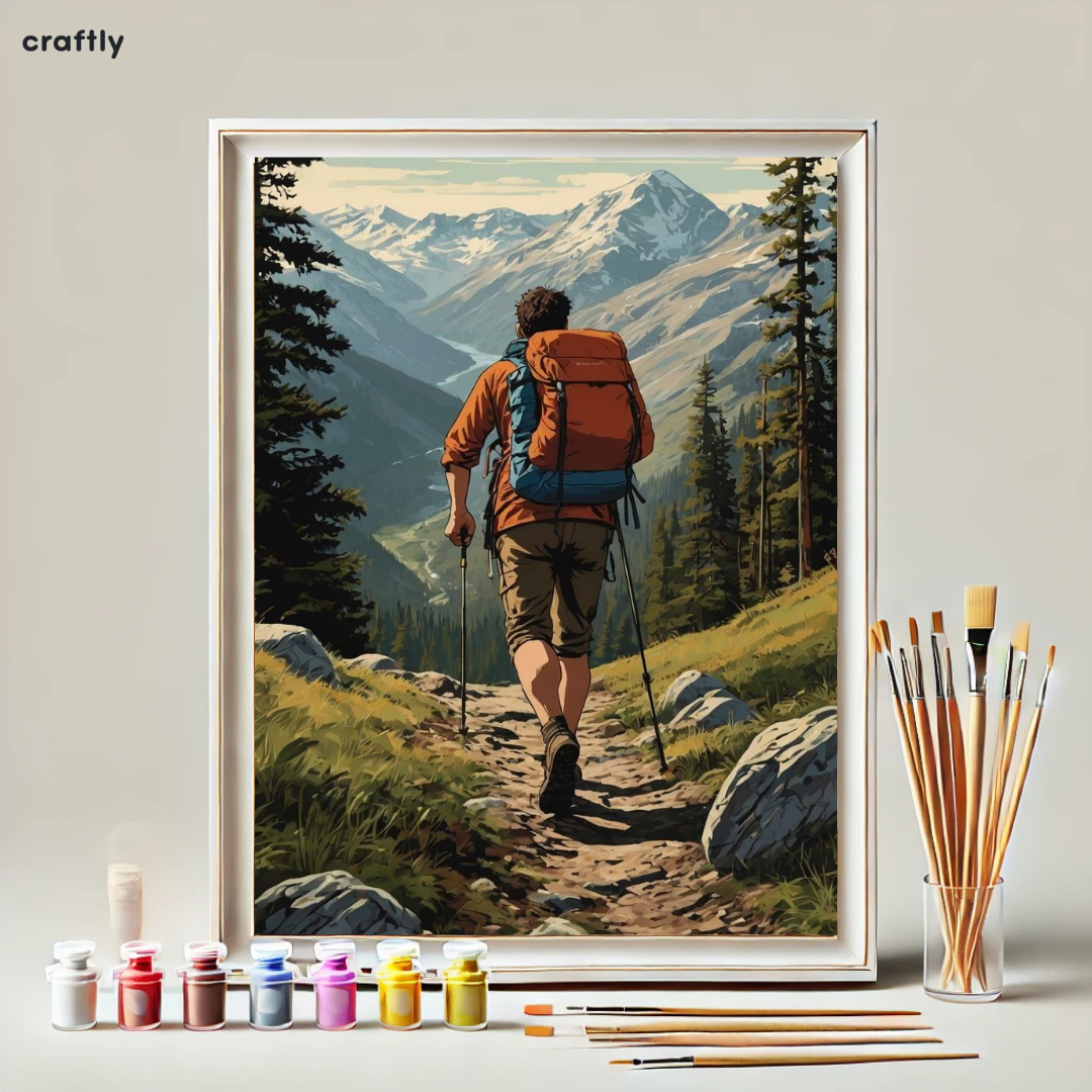 צביעה לפי מספרים - ציור מטייל בהר