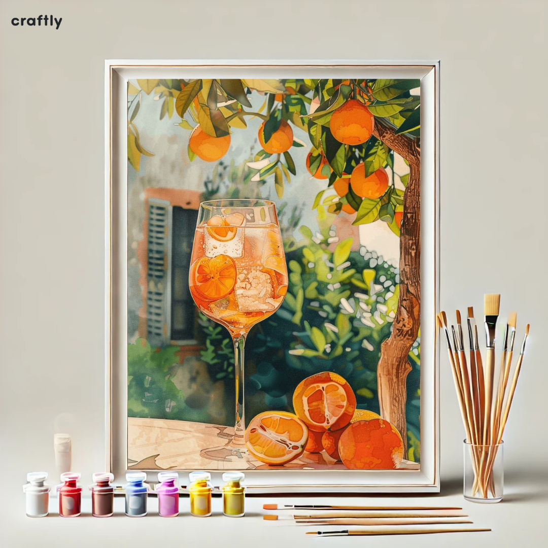 צביעה לפי מספרים - ציור כוס תפוזים