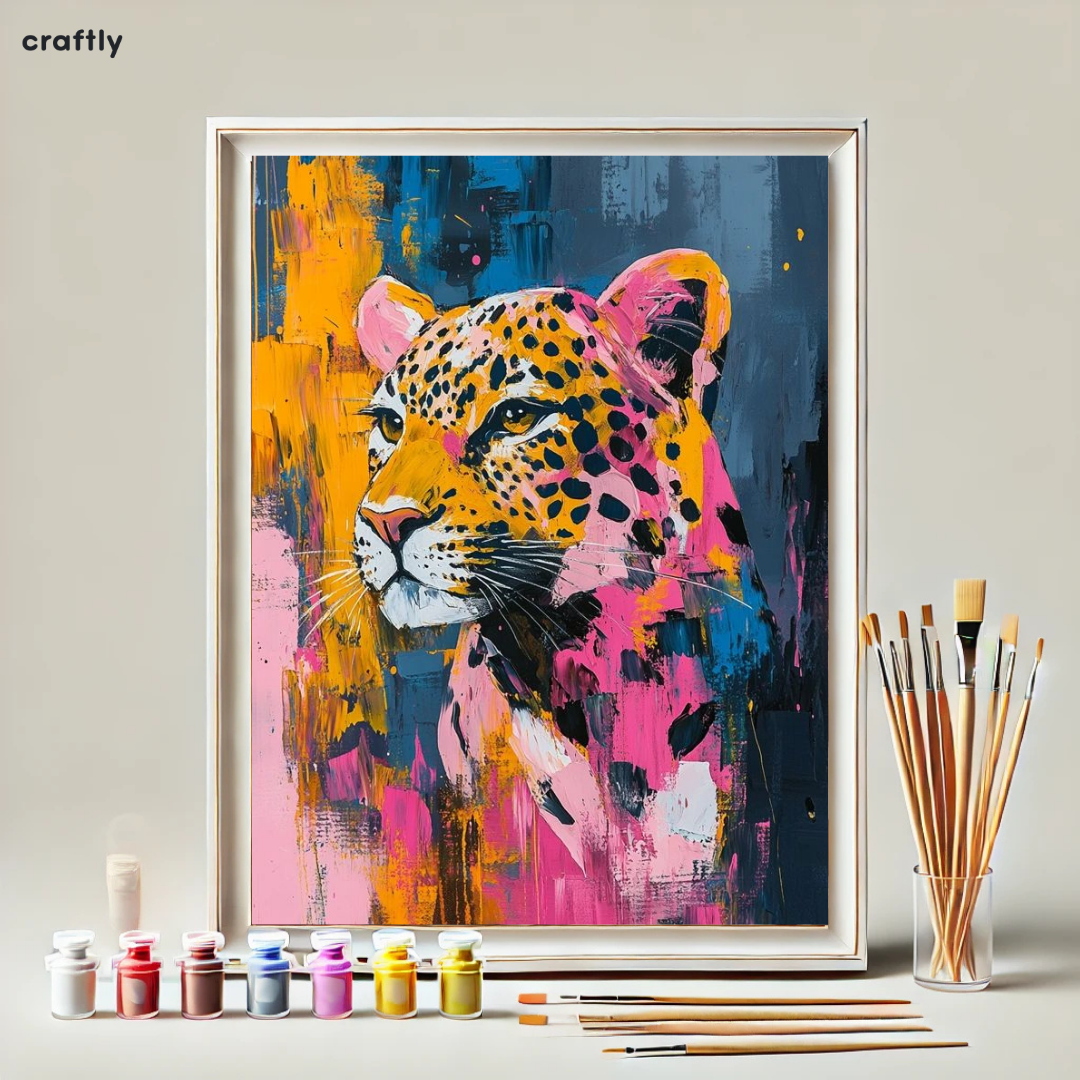 צביעה לפי מספרים - ציור של יגואר צבעוני