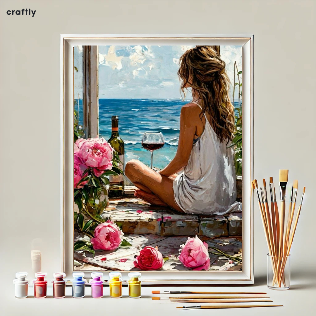 צביעה לפי מספרים - ציור שלווה מול הים