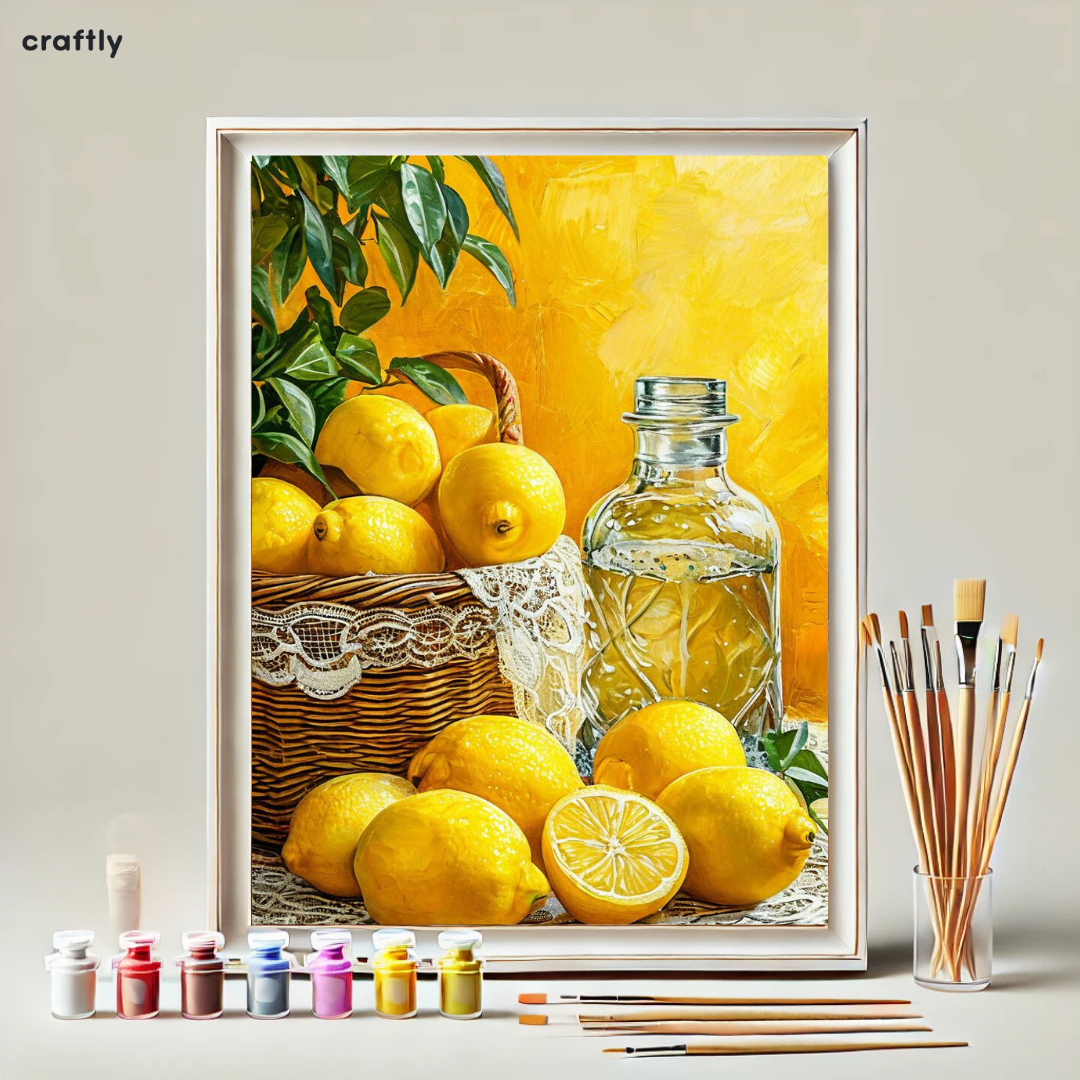 צביעה לפי מספרים - ציור לימונים קיציים