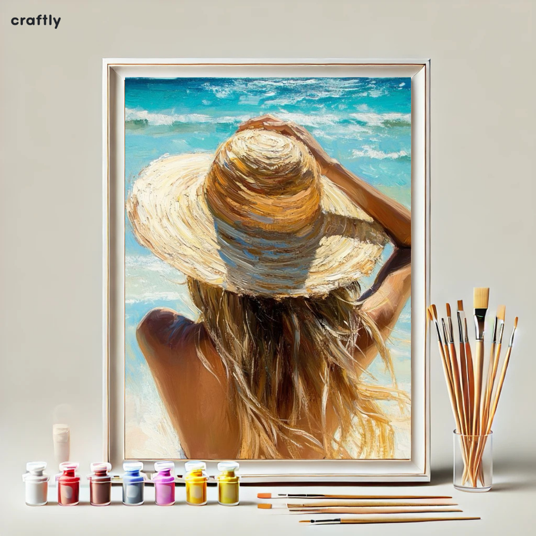 צביעה לפי מספרים - ציור אישה מול הים