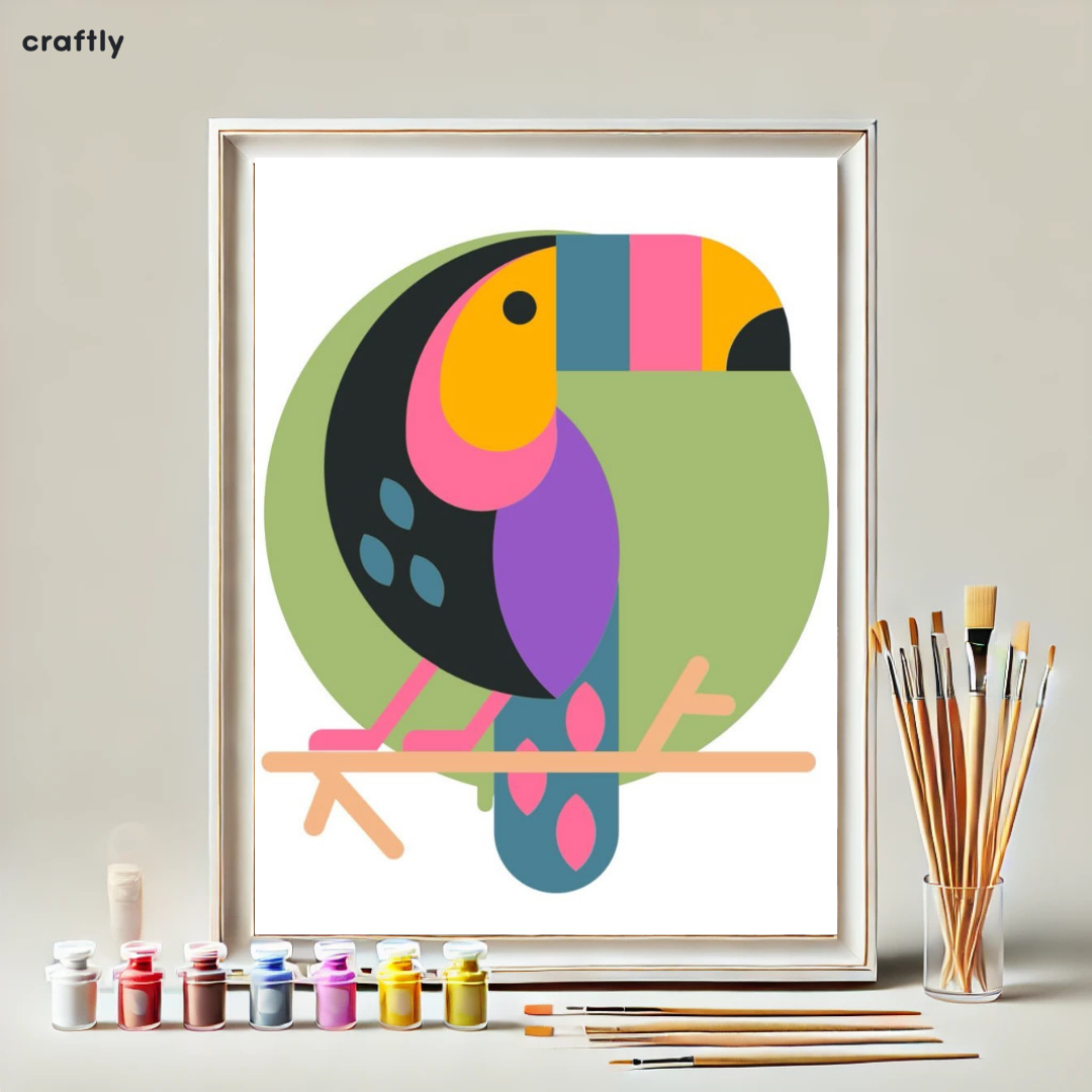 צביעה לפי מספרים - תוכי גיאומטרי