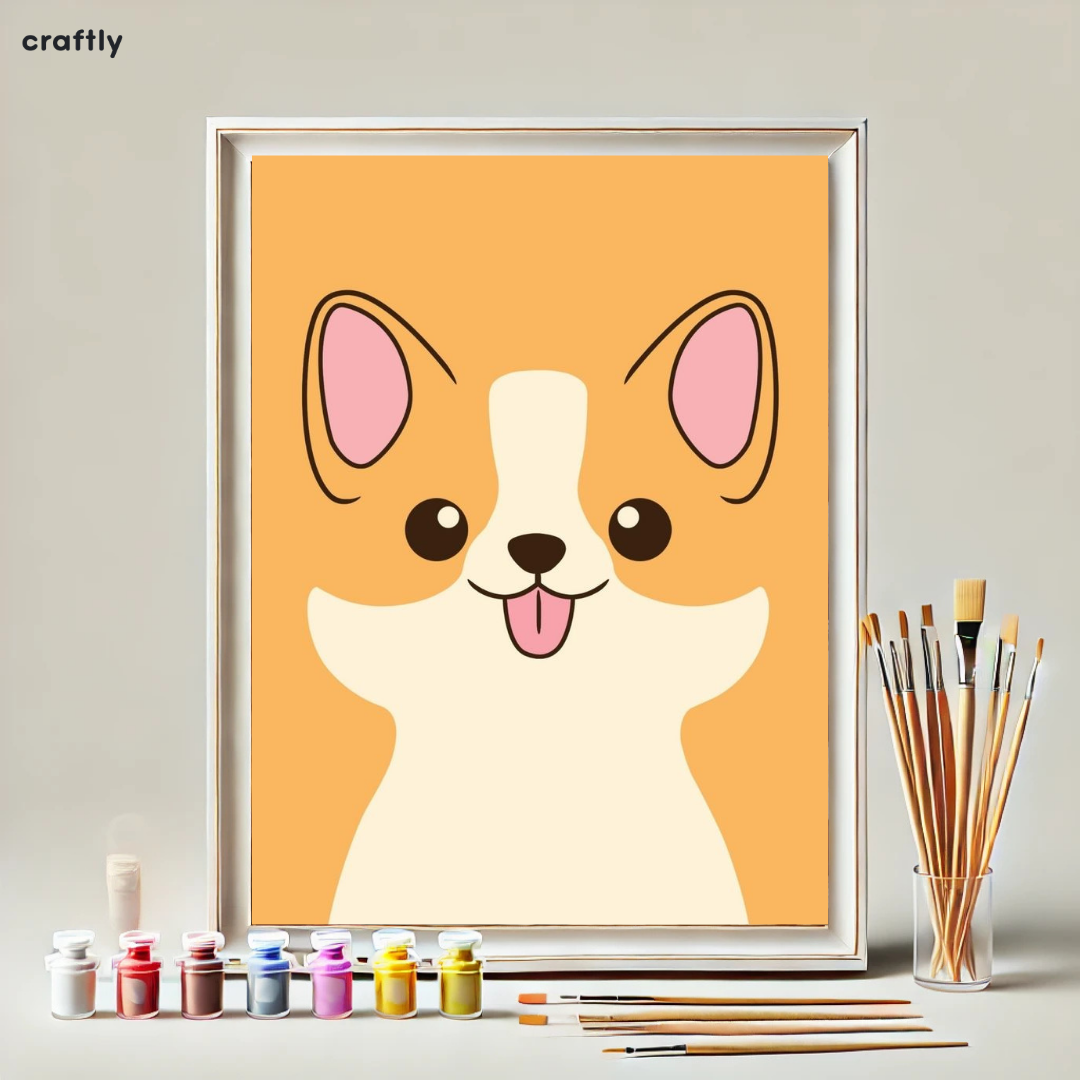 צביעה לפי מספרים - קורגי שמח