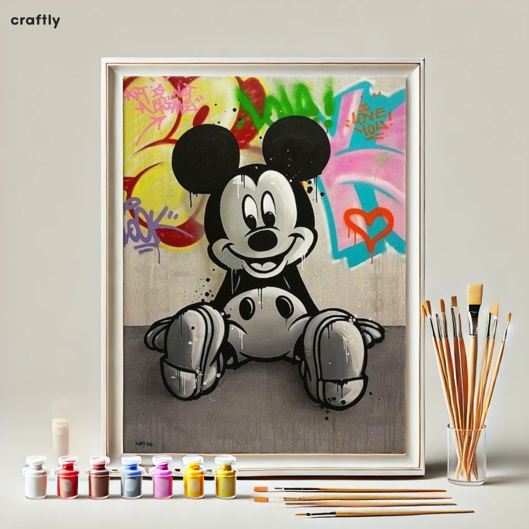 צביעה לפי מספרים - ציור מיקי בשחור לבן