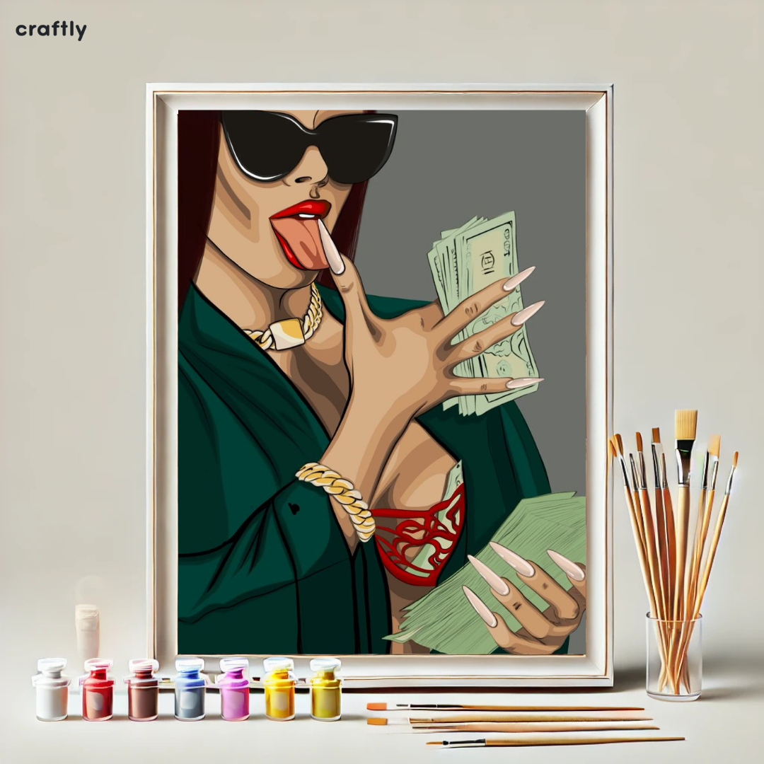 צביעה לפי מספרים - ציור גלאם וכסף