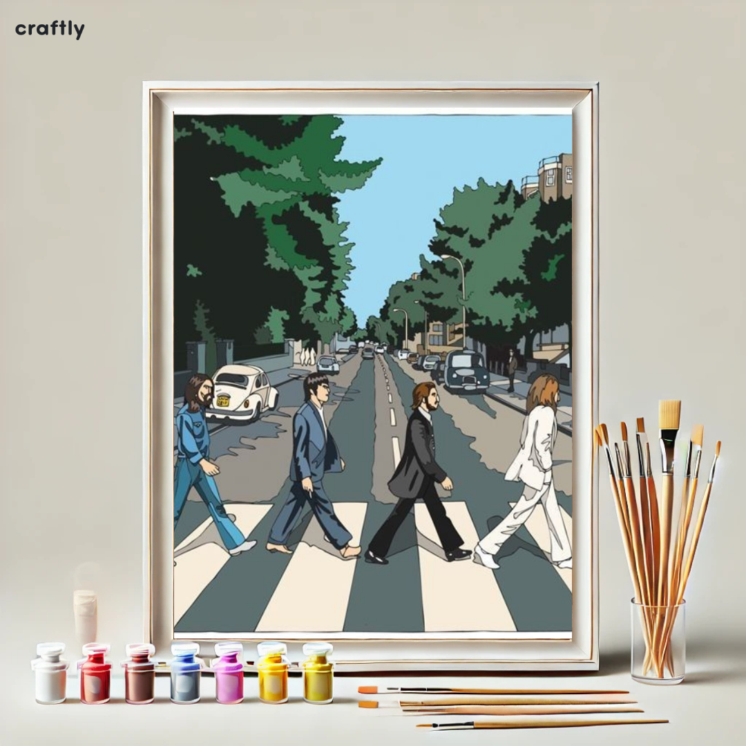 צביעה לפי מספרים - ציור מעבר החצייה של הביטלס