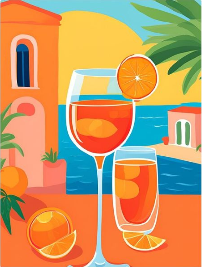 צביעה לפי מספרים - ציור קוקטייל שקיעה