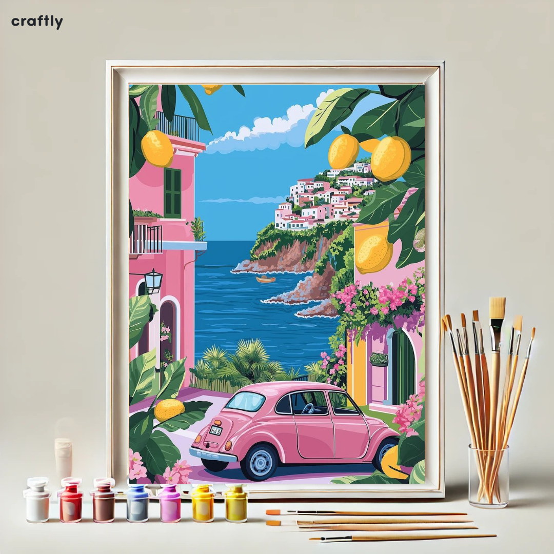 צביעה לפי מספרים - ציור חוף לימונים