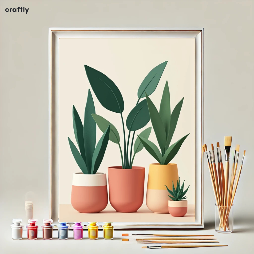 צביעה לפי מספרים - ציור עציצים בסטייל