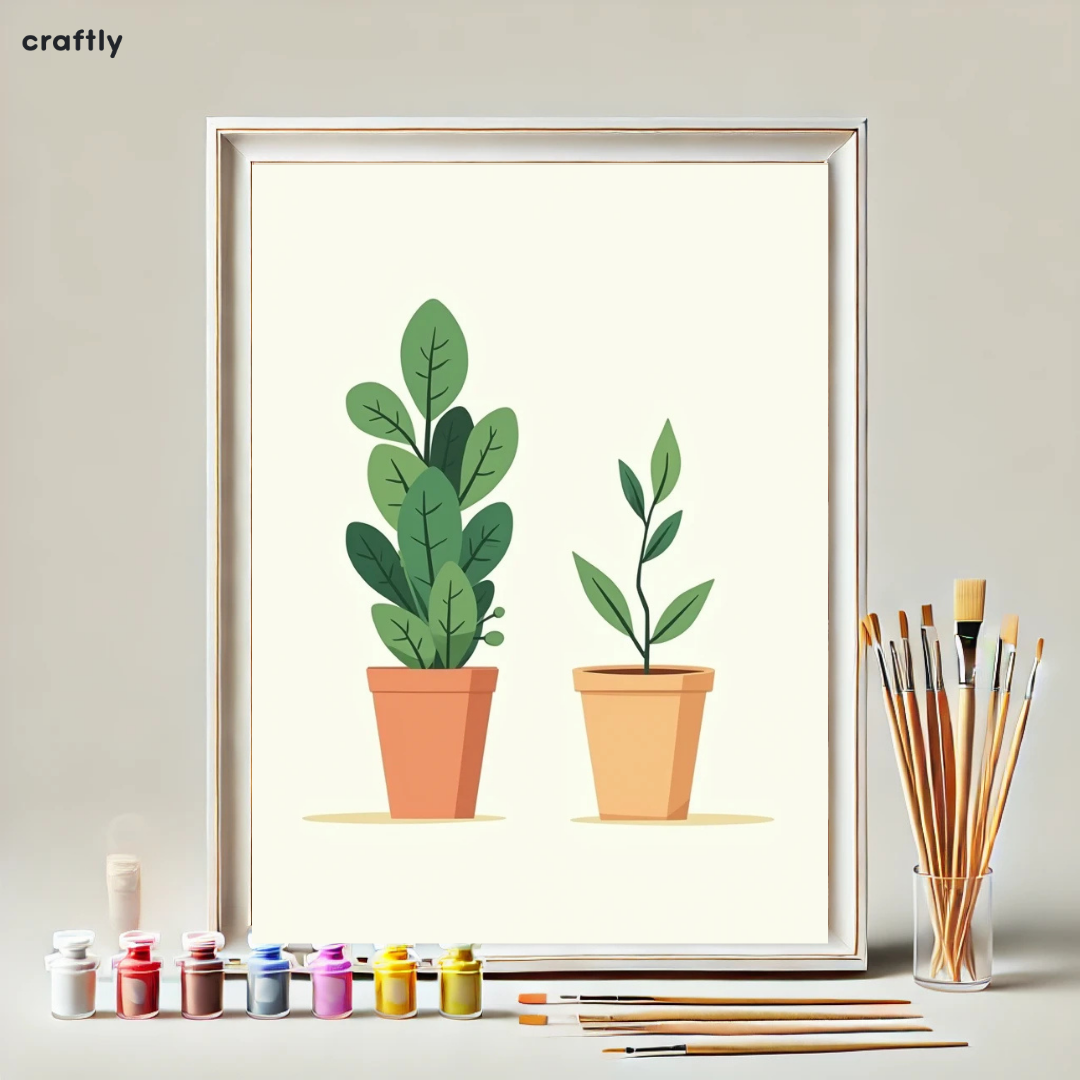 צביעה לפי מספרים - ציור עציצים מינימליסטיים