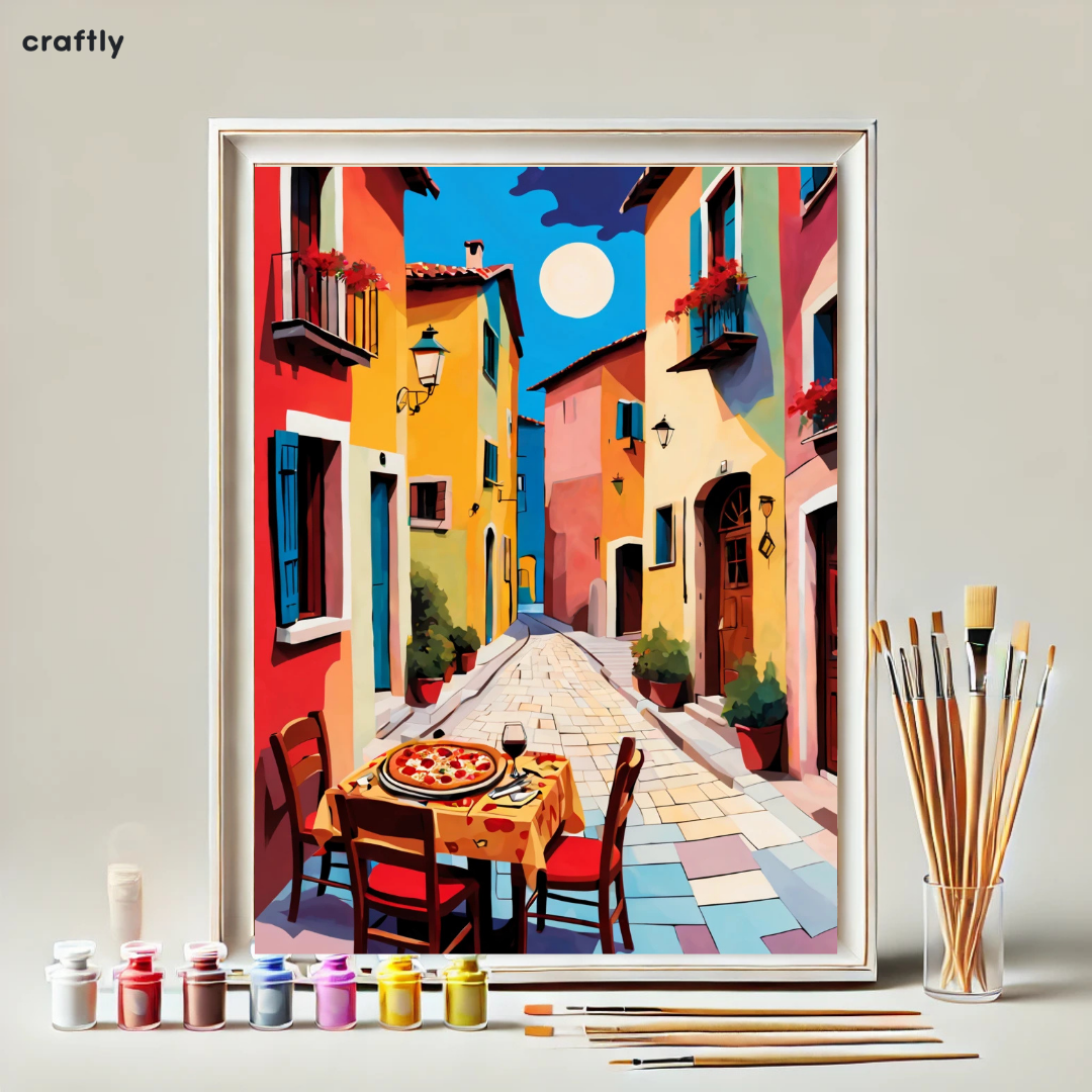 צביעה לפי מספרים - ציור ערב רומנטי