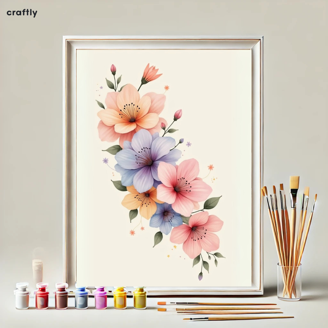 צביעה לפי מספרים - ציור פריחה צבעונית