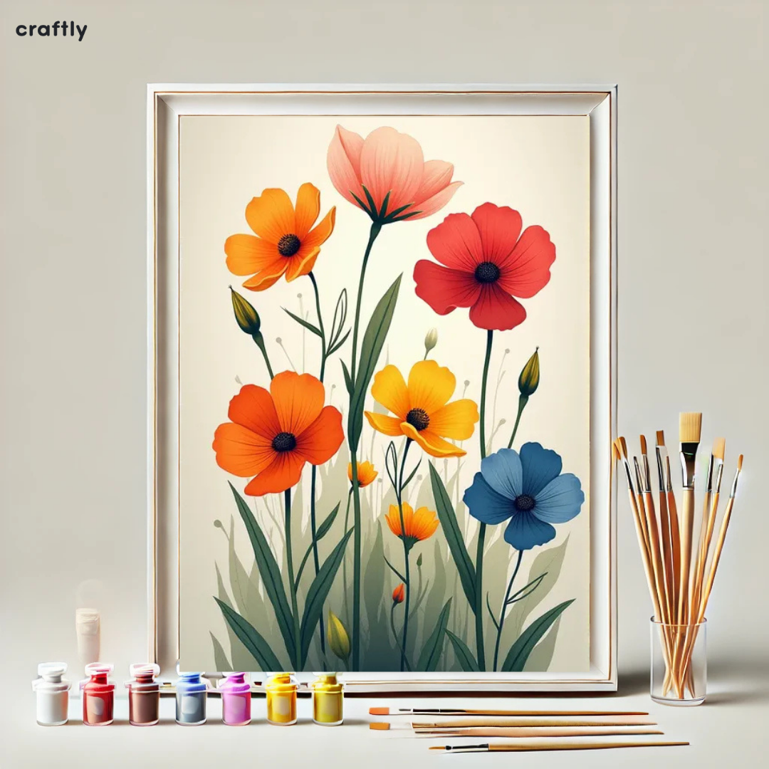 צביעה לפי מספרים - ציור פריחת אביב צבעונית