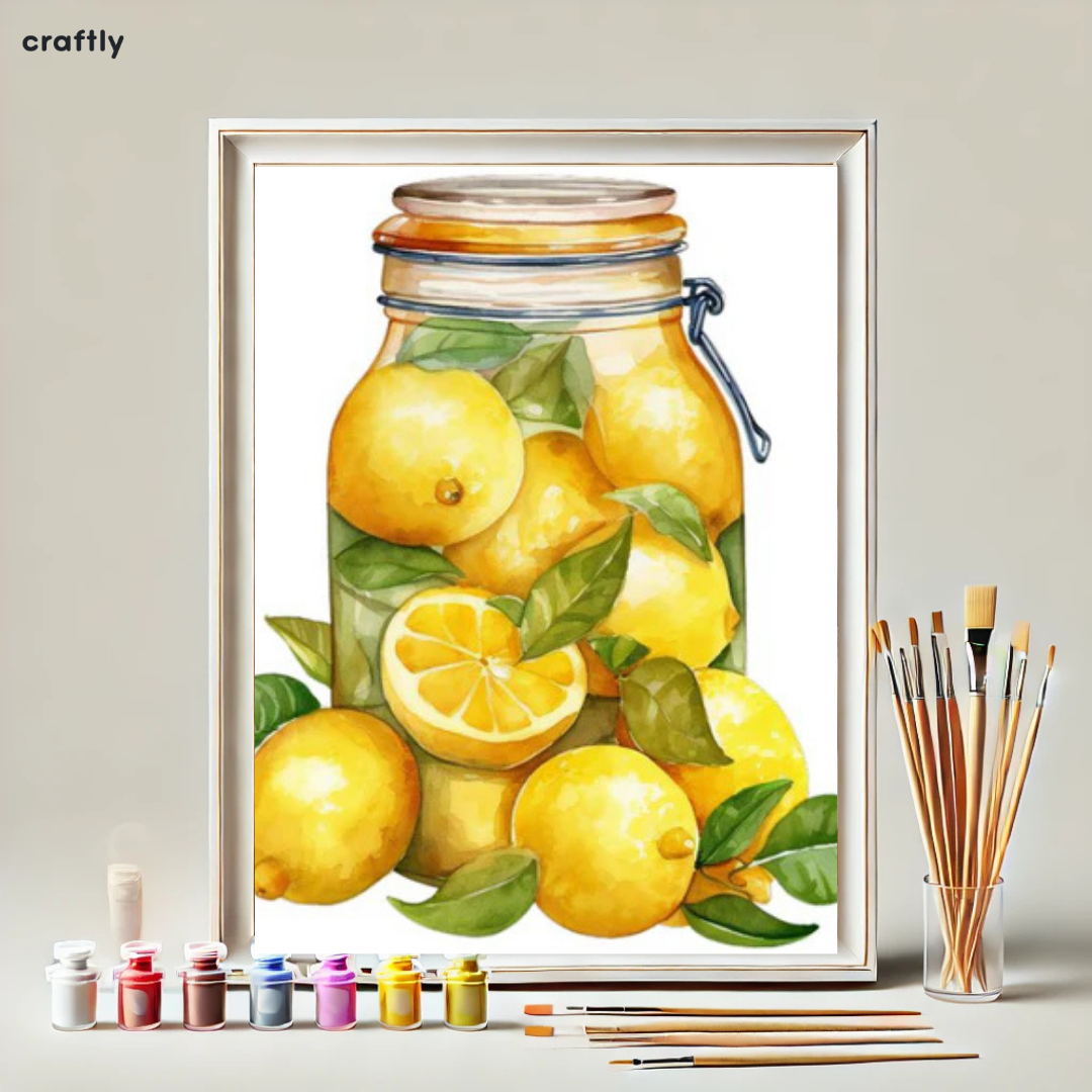 צביעה לפי מספרים - ציור צנצנת לימונים