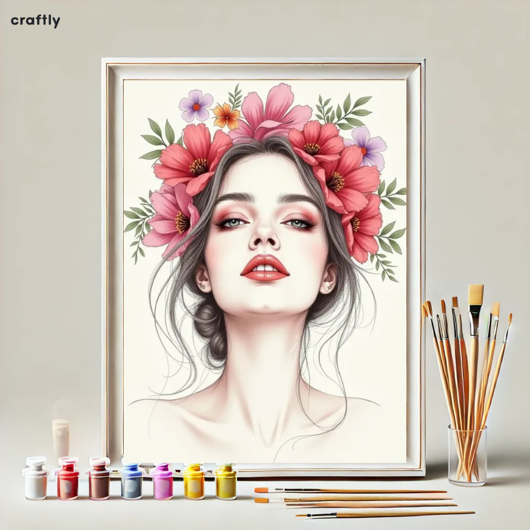 צביעה לפי מספרים - ציור עוצמה נשית ורודה