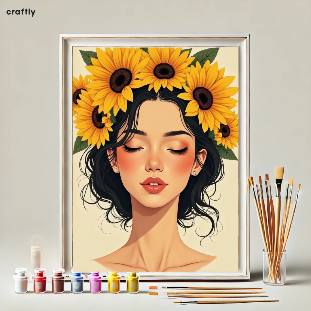 צביעה לפי מספרים - ציור זר חמניות