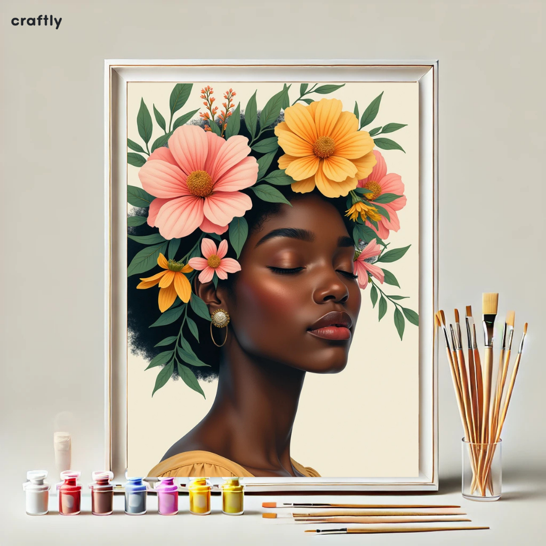 צביעה לפי מספרים - ציור פורטרט פרחי גן