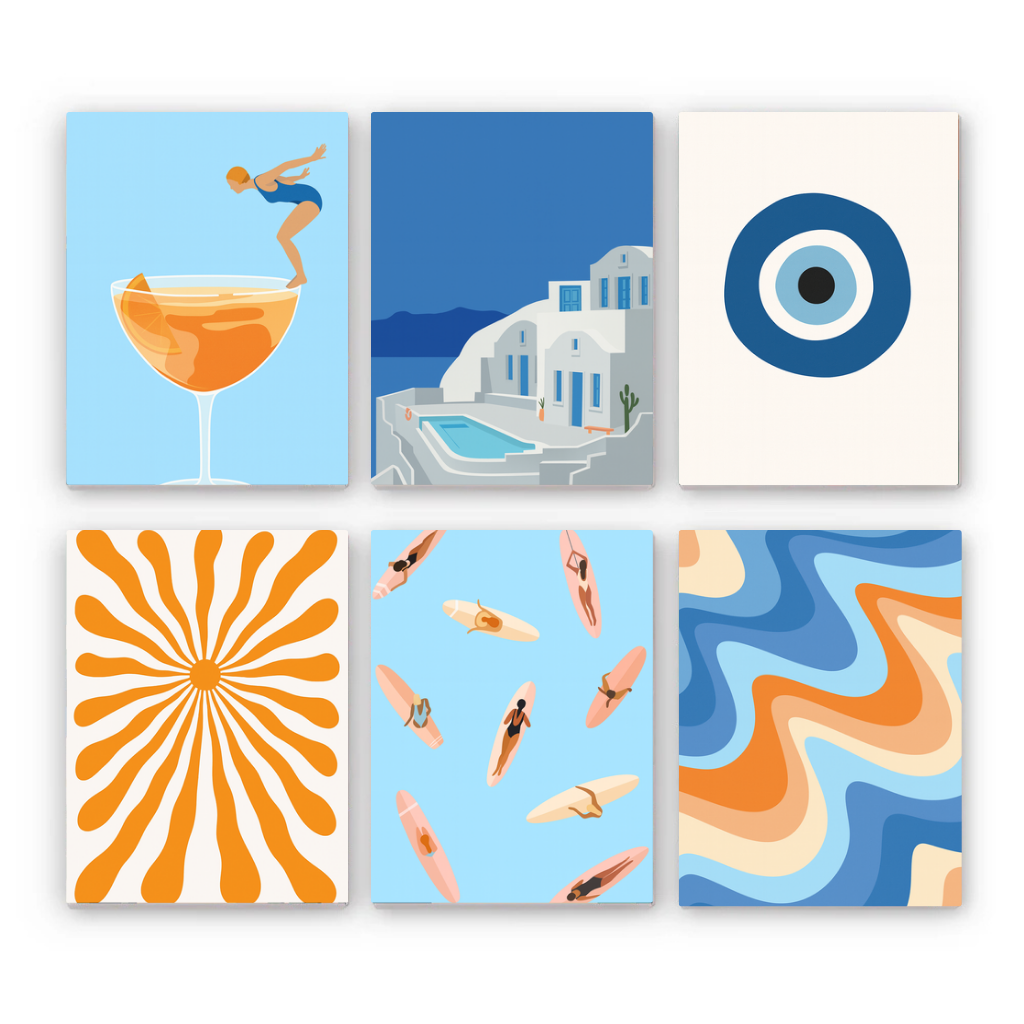 קיט מיני – מארז 6 ציורים השראה ים תיכונית וקיץ