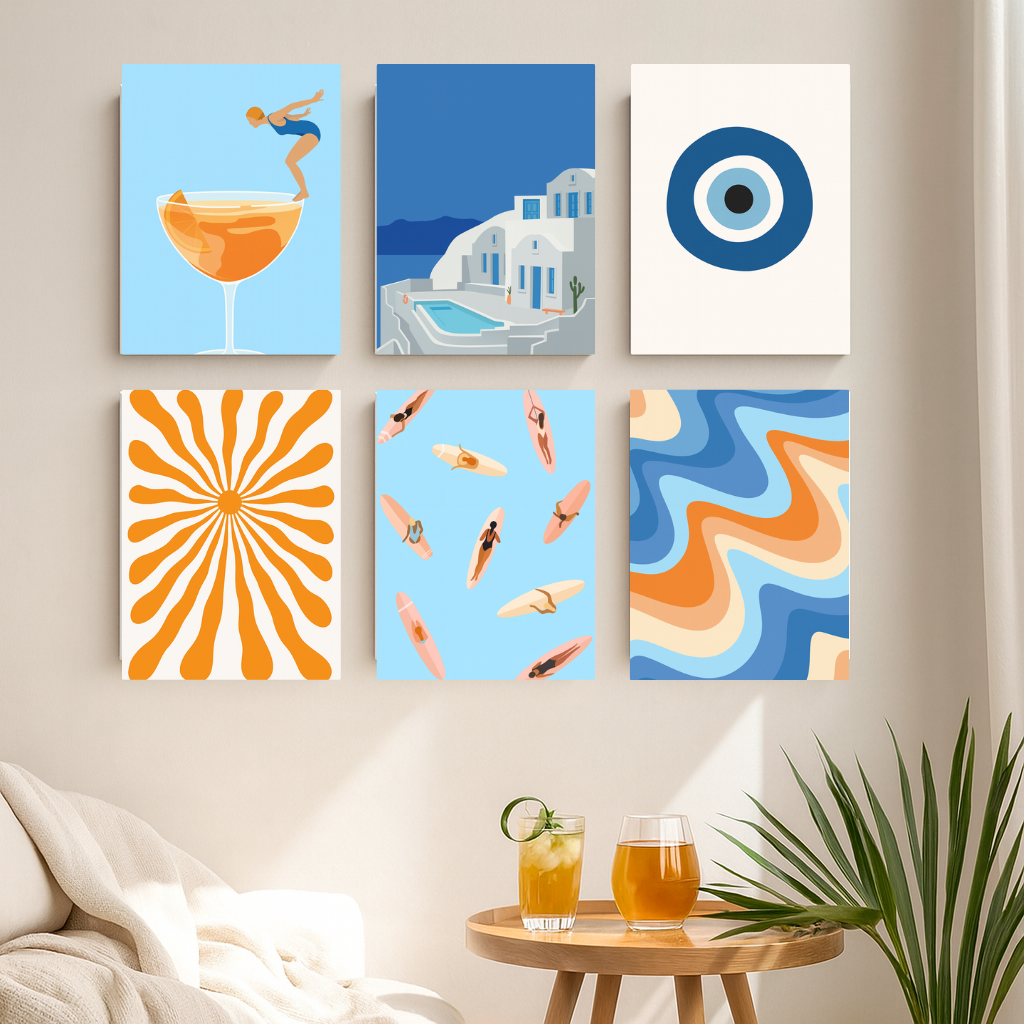 קיט מיני – מארז 6 ציורים השראה ים תיכונית וקיץ