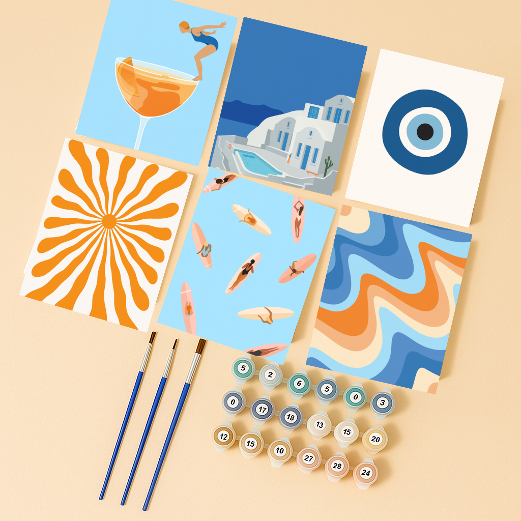 קיט מיני – מארז 6 ציורים השראה ים תיכונית וקיץ
