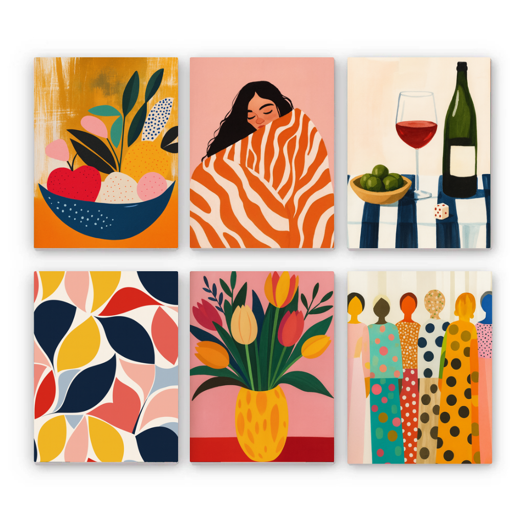 קיט מיני – מארז 6 ציורים אומנות מודרנית צבעונית