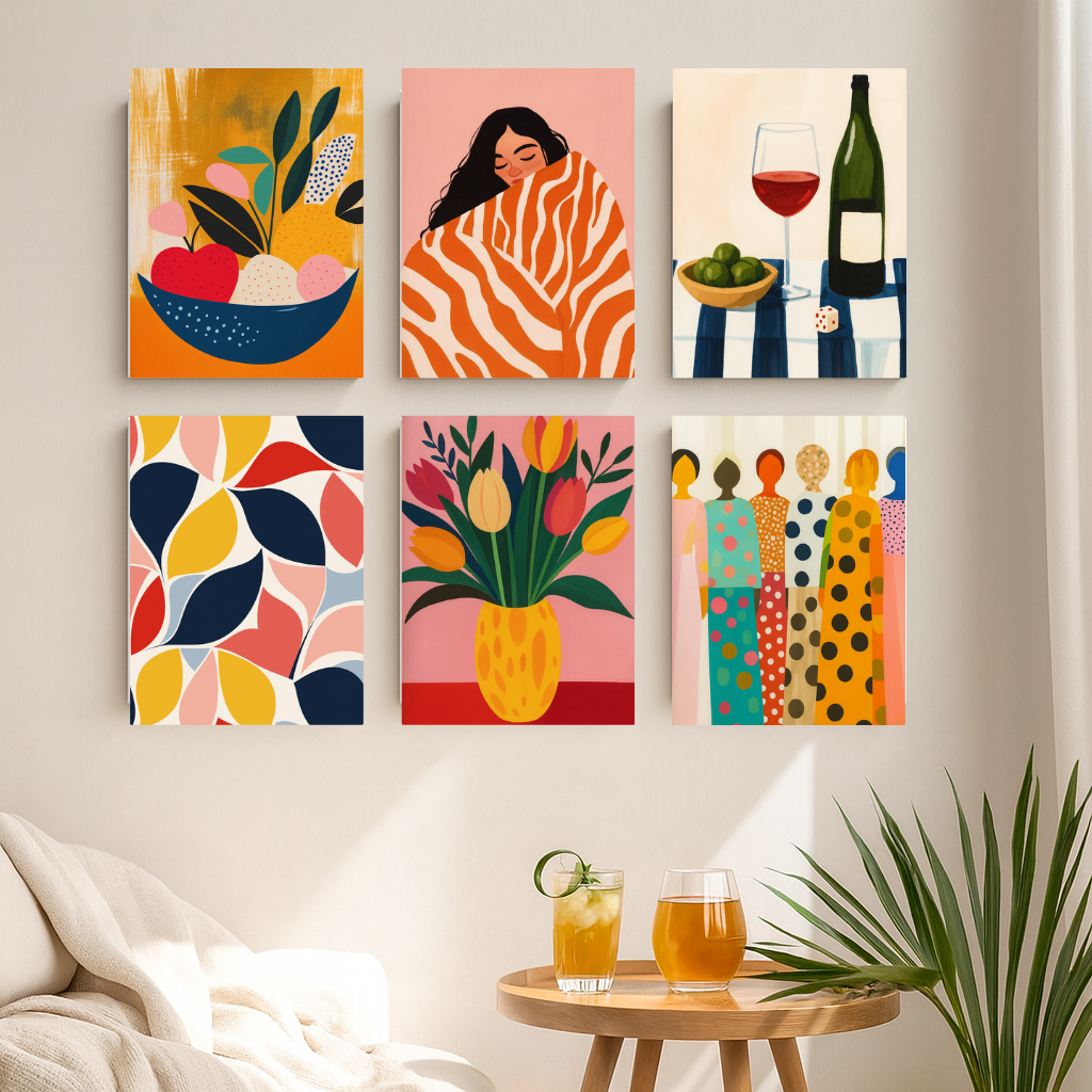 קיט מיני – מארז 6 ציורים אומנות מודרנית צבעונית