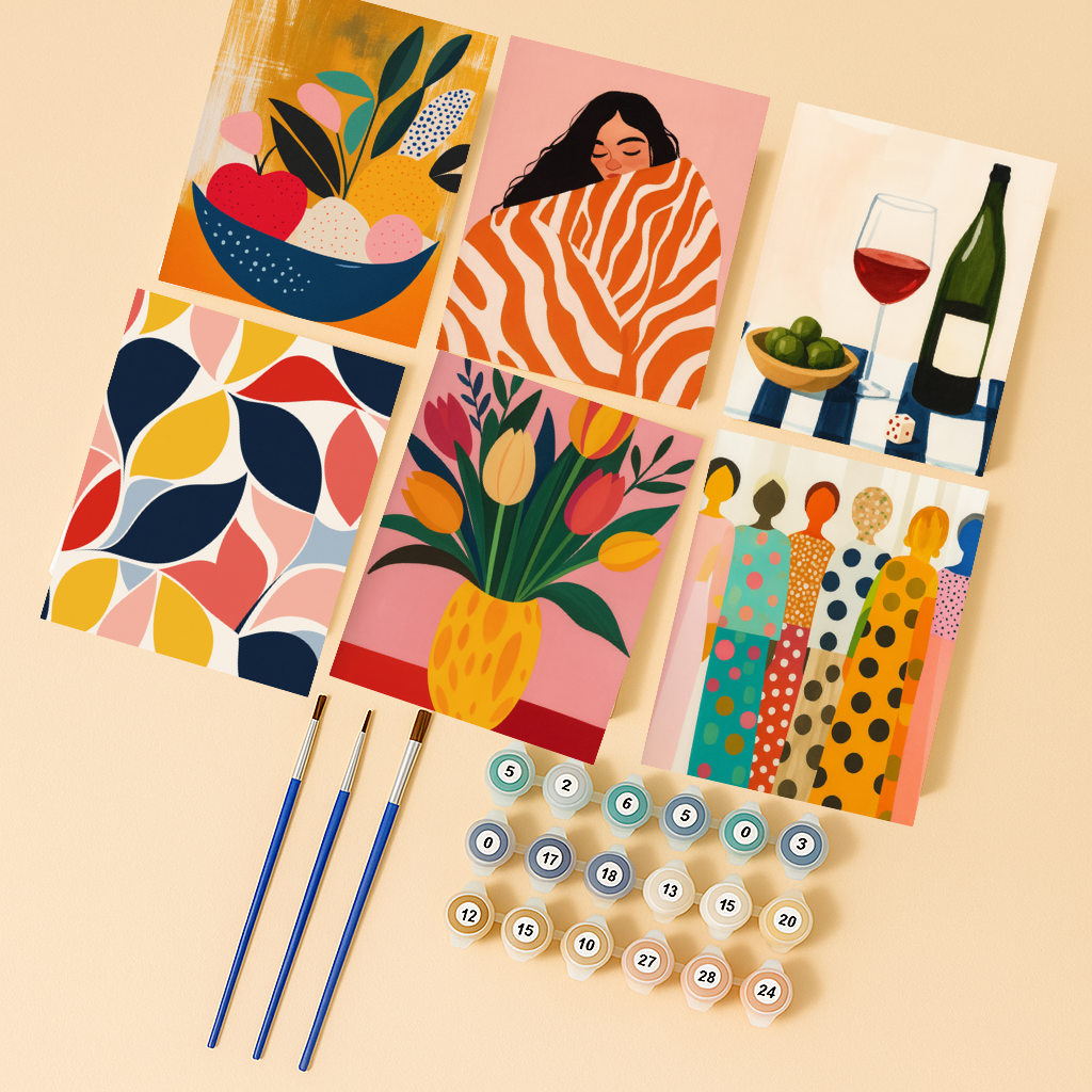 קיט מיני – מארז 6 ציורים אומנות מודרנית צבעונית